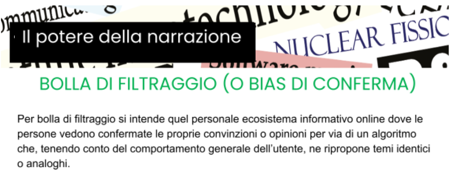 bolla di filtraggio - bias di conferma